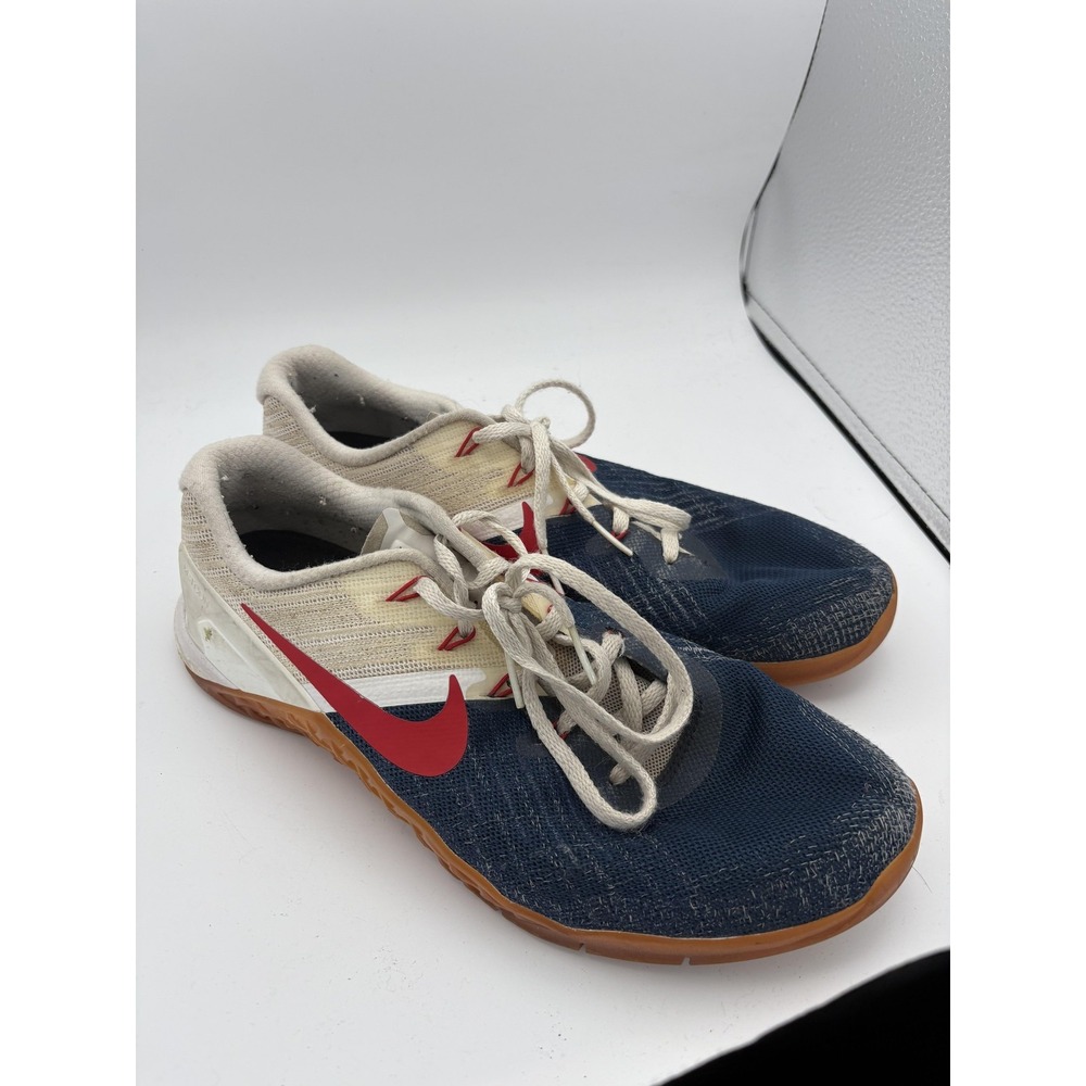 Nike Metcon NIKEiD Shoes Mens Size 9.5 Blue Red Gum Custom Training Sneakers